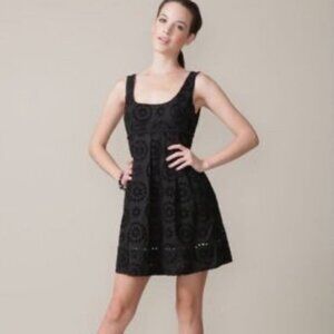Jack Rogers Black Eyelet Mini Dress Size‎ 4 Anne Exploded Rondell Babydoll Y2K